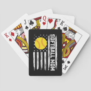 Softball Mom American Us Flag Vintage Mother's Day Poker Cards