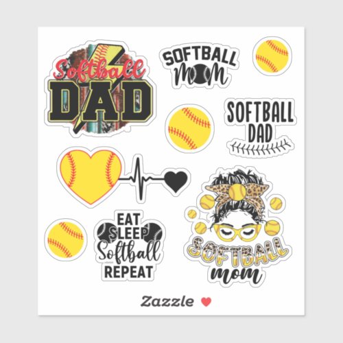 Softball Mom and Dad Sticker