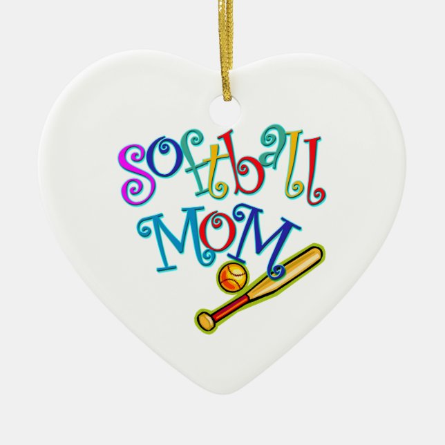 Softball Mom Ceramic Ornament (Front)
