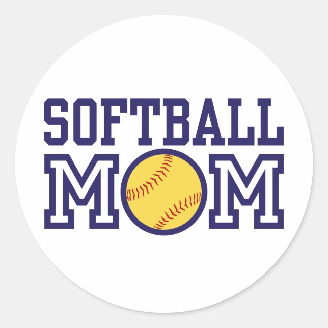 Softball Mom Classic Round Sticker (Front)