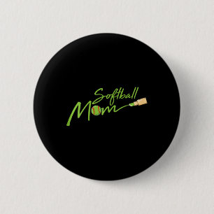Softball Mom Cool Sport Fan Player Proud Mama Momm Button
