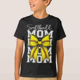 Softball Mom Coquette Softball Bow Women Mama Moth T-Shirt