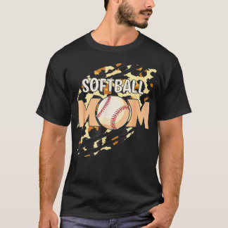 Softball Mom Cute Leopard Baseball Sports Lover Mo T-Shirt