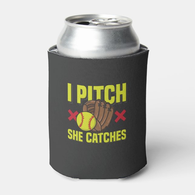 Softball Mom Dad Baseball Sport Can Cooler (Can Front)