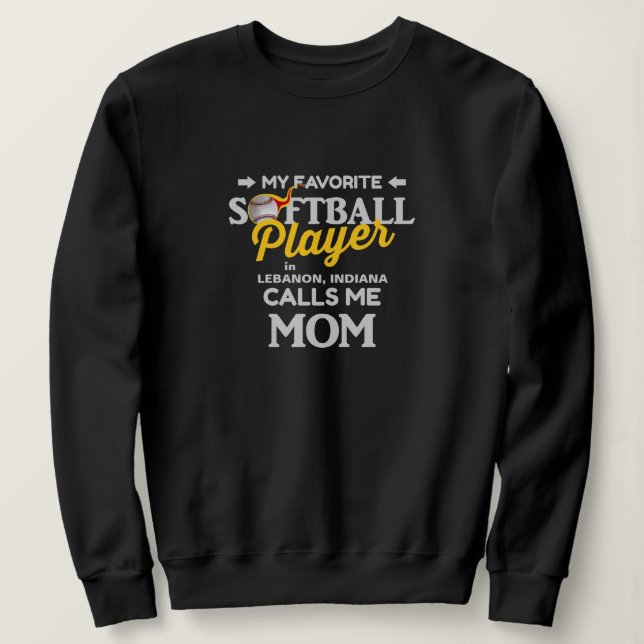 Softball Mom Favorite Player Personalized Black Sweatshirt (Design Front)