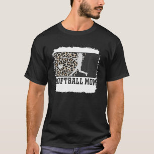 Softball Mom Funny Mom Life Leopard Bleached T-Shirt