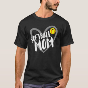 Softball Mom Heart Mama Mother's Day T-Shirt
