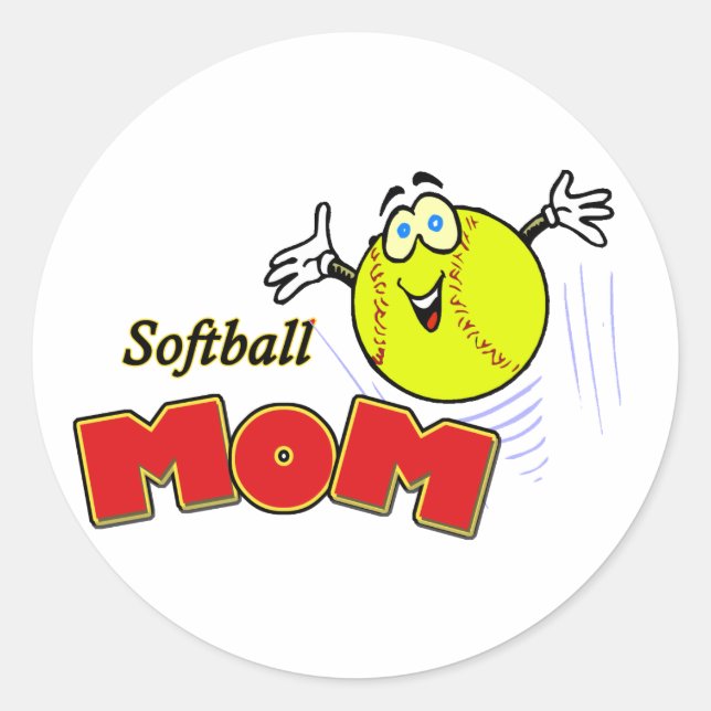 Softball Mom II Classic Round Sticker (Front)