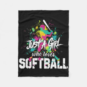 Softball Mom Just A Girl Who Loves Softball Fleece Blanket