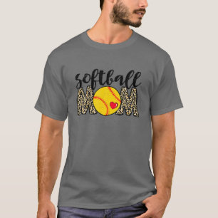 Softball Mom Leopard Baseball Sports Lovers Mother T-Shirt