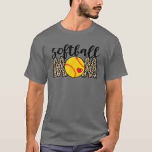 Softball Mom Leopard Baseball Sports Lovers Mother T-Shirt