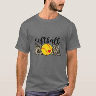 Softball Mom Leopard Baseball Sports Lovers Mother T-Shirt