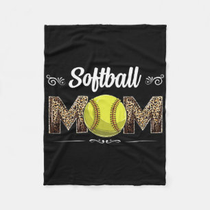 Softball Mom Leopard Funny Ball Mom Mother's Day M Fleece Blanket
