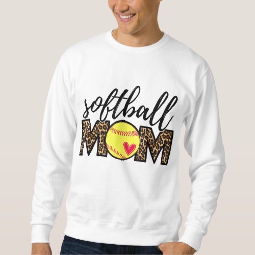 Softball Mom Leopard Funny Baseball Mom Mothers D Sweatshirt