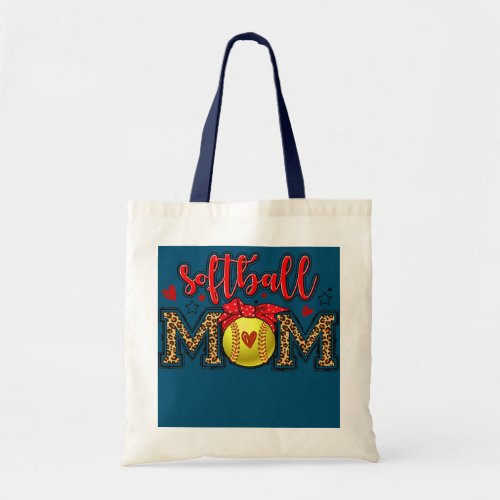 Softball Mom Leopard Heart Headband Baseball Mom Tote Bag