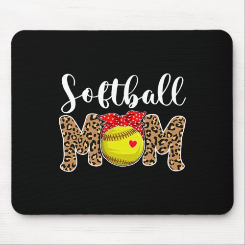 Softball Mom Leopard Messy Bun Game Day Funny Moth Mouse Pad