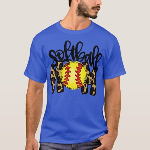 Softball Mom Leopard Softball Mama T_Shirt