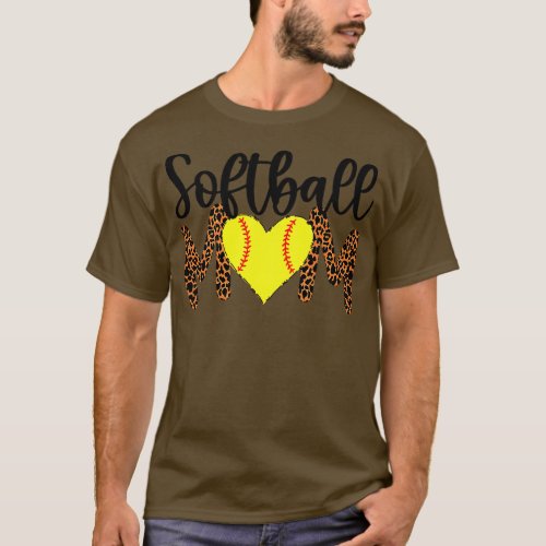 Softball Mom Leopard Softball Mom T_Shirt