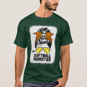 Softball Mom Life Messy Bun Halloween Women Softba T-Shirt