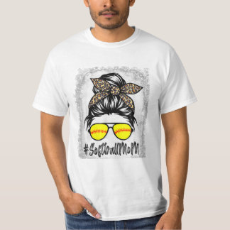 Softball Mom Life With Leopard T-Shirt