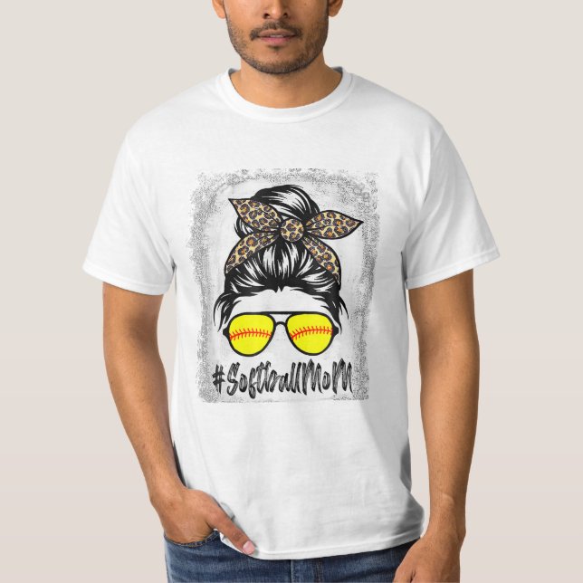 Softball Mom Life With Leopard T-Shirt (Front)