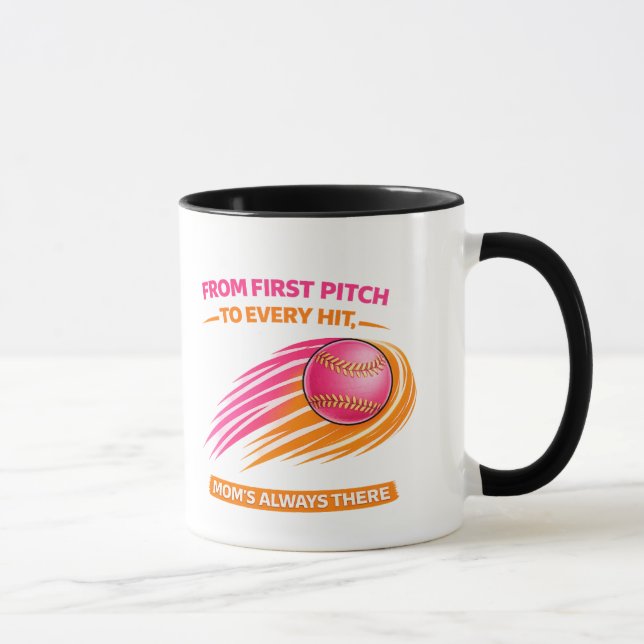 Softball Mom Mug – From First Pitch to Every Hit M (Right)