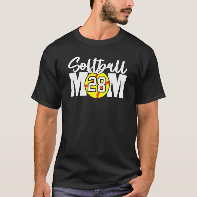 Softball Mom Number 28 T-Shirt (Front)