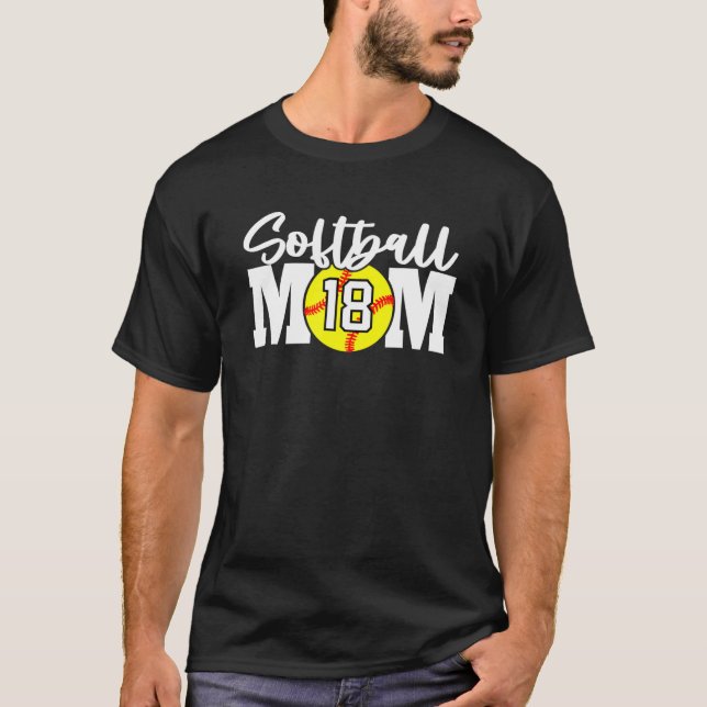 Softball Mom Number T-Shirt (Front)