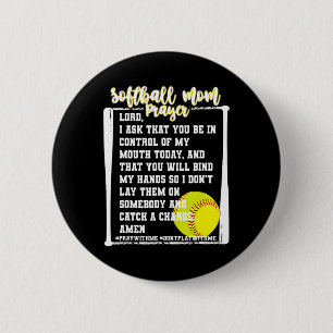 Softball Mom Prayer Game Day Baseball Christian Re Button