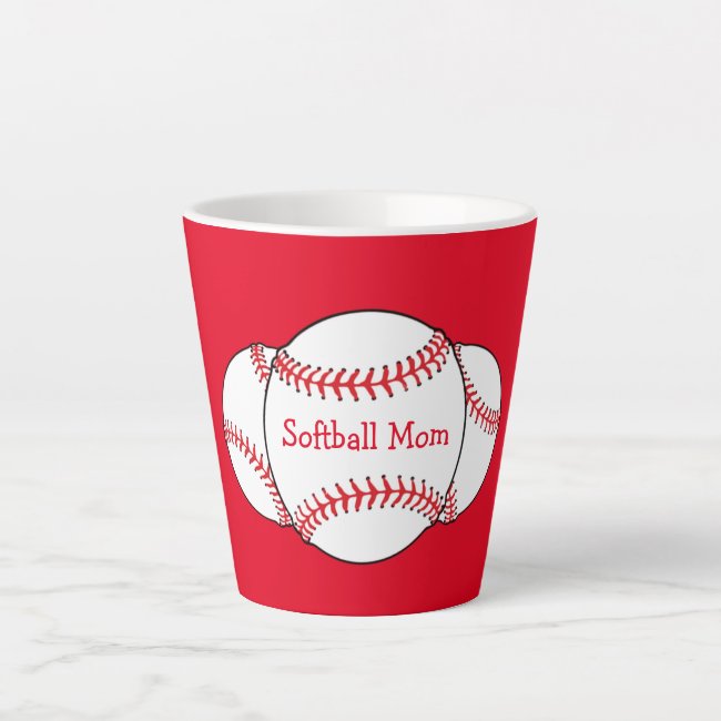 Softball Mom Red Latte Mug