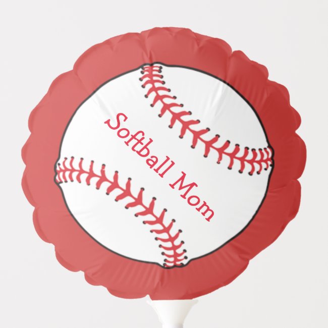 Softball Mom Red Sports Balloon