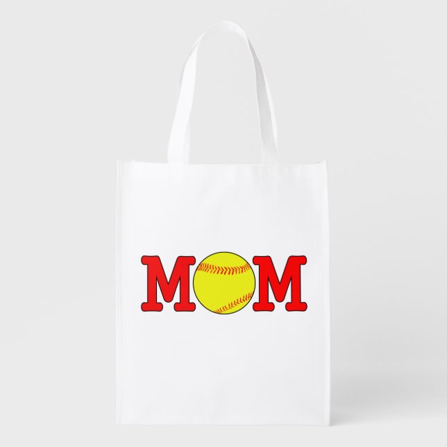 Softball Mom Reusable Grocery Bag (Front)