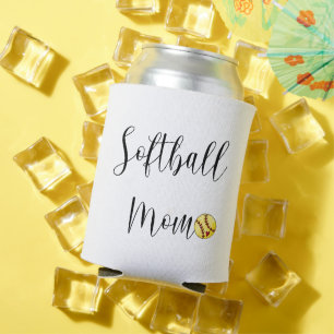 Softball Mom Script Custom Number Can Cooler