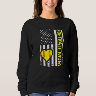Softball Mom USA Flag Heart   Sweatshirt
