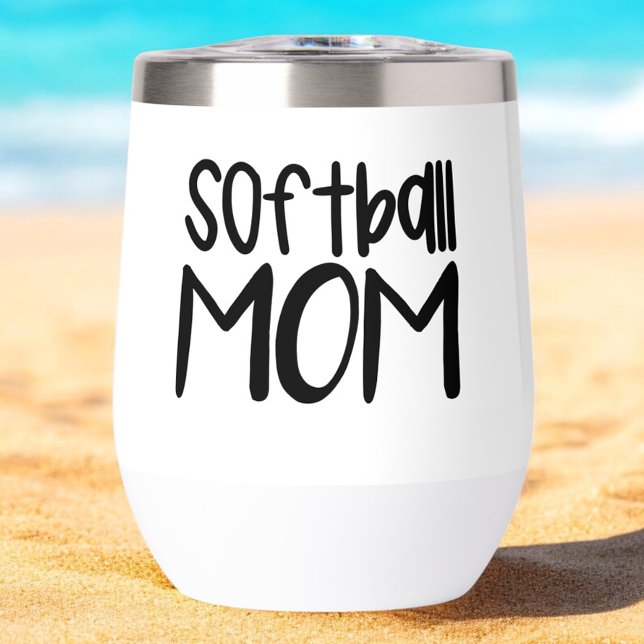 Softball Mom Wine Sideline Tailgate Thermal Wine Tumbler (Creator Uploaded)