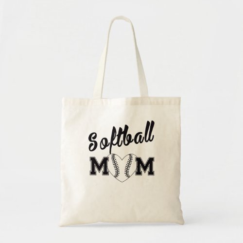 Softball mom with hart tote bag