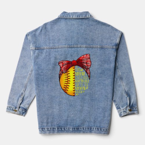 Softball  Mom Women Pitcher Catcher Girls  Denim Jacket