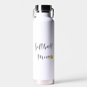 Softball Mom Yellow Ball Heart Custom Number Water Bottle