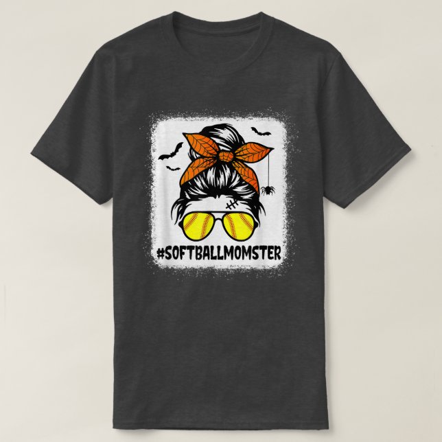 Softball Momster  For Women Halloween Mom Messy Bu T-Shirt (Design Front)