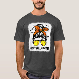 Softball Momster For Women Halloween Mom Messy Bu T-Shirt
