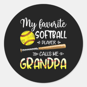 Softball My Favorite Softball Player Calls Me Gran Classic Round Sticker