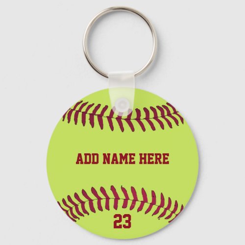 Softball Name Number Customized Keychain