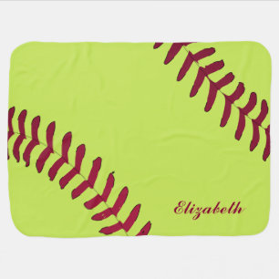 Softball Name Personalized Receiving Blanket