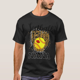 Softball Nana Leopard Game Day For Mother Player T-Shirt