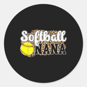 Softball Nana Leopard Nana Of A Softball Player Classic Round Sticker