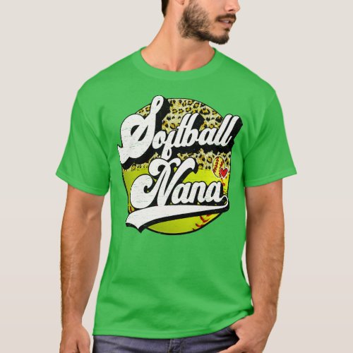 Softball Nana Vintage Leopard Softball Family Matc T_Shirt
