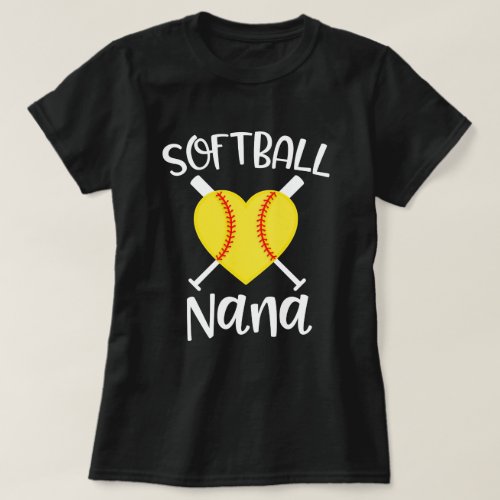 Softball Nana Womens Grandma Granddaughter game T_Shirt