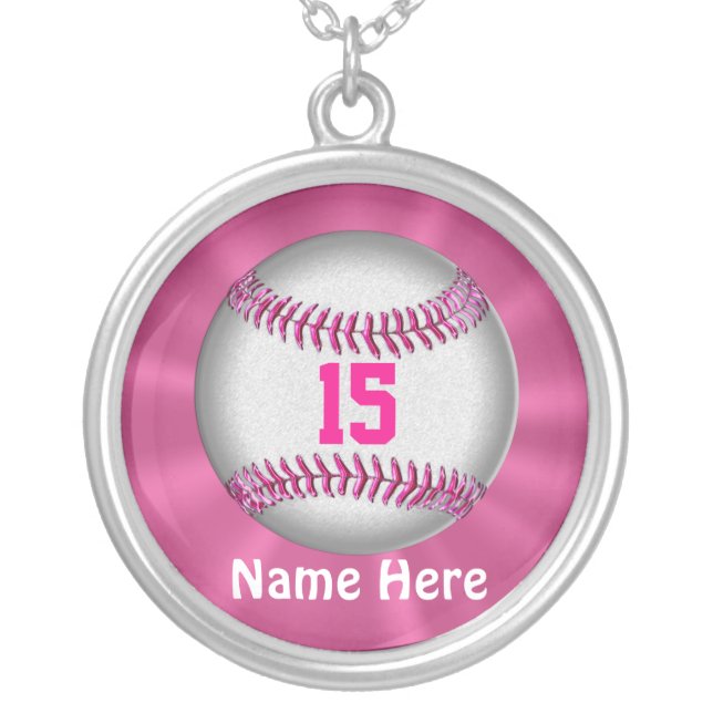 Softball Necklaces Personalized w/ NUMBER and NAME (Front)