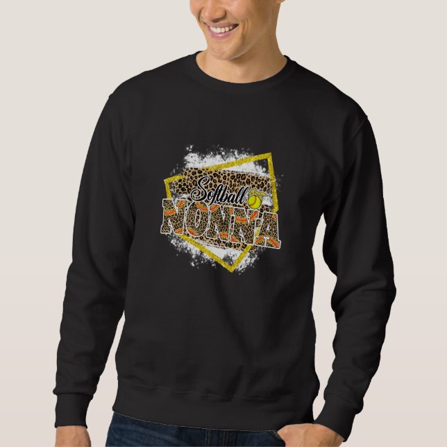 Softball Nonna Leopard Bleached Family Matching Sweatshirt (Front)
