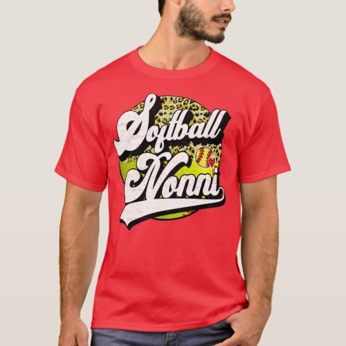 Softball Nonni Vintage Leopard Softball Family Mat T_Shirt